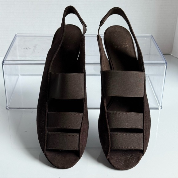 Stuart Weitzman Brown Suede Sandals Kitten Heel Career Comfort Size 9.5N - Picture 6 of 11